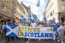 Humza Yousaf leads the pro-independence rally in Edinburgh