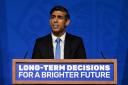 Prime Minister Rishi Sunak delivers a speech on the plans for net-zero commitments in the briefing room at 10 Downing Street (Justin Tallis/PA)