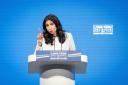 Home Secretary Suella Braverman delivering her keynote speech to the Conservative Conference on Tuesday