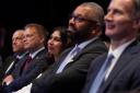 (Left to right) Defence Secretary Grant Shapps, Home Secretary Suella Braverman, Foreign Secretary James Cleverly and Chancellor Jeremy Hunt listening to Rishi Sunak's keynote speech at the Conservative Party annual conference on Wednesday