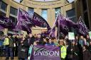 School support staff protest as they go on strike in Glasgow