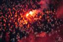 Aberdeen fans displayed pyro prior to kick off