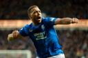 Rangers striker Cyriel Dessers celebrates scoring an equaliser against Dundee at Ibrox this afternoon