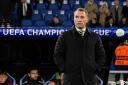 Celtic manager Brendan Rodgers stands in the technical area during a Champions League match this season