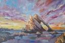 Neil's painting of Bow Fiddle Rock.