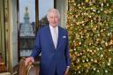King Charles III during the recording of his Christmas message at Buckingham Palace
