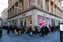 People queuing outside the Lush store on Buchanan Street