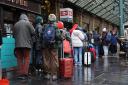 Queues outside Glasgow Central Station after disruption caused by Storm Gerrit