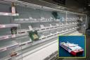 An MP posted an image of the Co-op in Barra with empty shelves and (inset) MV Alfred (Main image: Angus MacNeil ..inset James Calver )