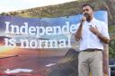First Minister Humza Yousaf speaking at an independence rally