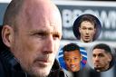 Rangers manager Philippe Clement, main picture, Kieran Dowell, inset top, Oscar Cortes, inset bottom left, and Leon Balogun, inset bottom right