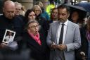Aamer Anwar and angry members of Scottish Covid Bereaved outside the UK Covid Inquiry at the Edinburgh International Conference Centre (EICC) last Wednesday, the day Nicola Sturgeon was giving evidence