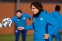 Rangers striker Fabio Silva in training at Auchenhowie