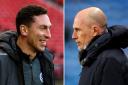 Ayr United manager Scott Brown, left, and his Rangers counterpart Philippe Clement, right