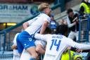 Kilmarnock players celebrate last-gasp leveller in Dundee