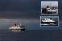 MV Caledonian Isles with other stricken vessels (inset top) MV Loch Tarbert and MV Clansman