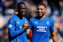 Cyriel Dessers, right, with his Rangers team mate Abdallah Sima at Ibrox on Sunday