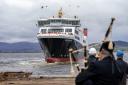 MV Glen Rosa is launched at Ferguson Marine Port Glasgow shipyard, marking the first time the vessel will enter the water