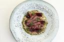 Roast wood pigeon with beetroot and pearl barley risotto (56733862)