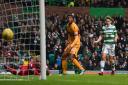 Celtic's James Forrest scores his side's second goal. Picture: SNS