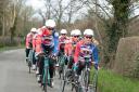 Out training with legendary Paralympian Dame Sarah Storey, left, and her team