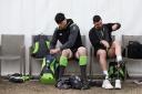 Ireland's James Ryan (left) and Rob Kearney prepare for the training session at Carton House, Co. Kildare.