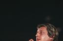 Eric Bristow in action during the World Darts Championships held in 1985 at the Jollees Nightclub in Stoke, England