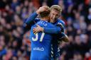 GLASGOW, SCOTLAND - DECEMBER 29: Ross McCrorie and Scott Arfield of Rangers celebrates at the final whistle as Rangers beat Celtic 1-0 during the Ladbrokes Scottish Premiership match between Rangers and Celtic at Ibrox Stadium on December 29, 2018 in Glas