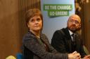 European Green Party Conference at the Technology and Innovation Centre at Strathclyde University, Glasgow. First Minister Nicola Sturgeon with Patrick Harvie, co-convenor of the Scottish Greens..   Photograph by Colin Mearns.2 December 2016.