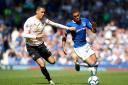 
Manchester United's Chris Smalling (left) and Everton's Dominic Calvert-Lewin battle for the ball during the Premier League match at Goodison Park, Liverpool. PRESS ASSOCIATION Photo. Picture date: Sunday April 21, 2019. See PA story SOCCER Evert
