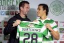 Ronny Deila with Erik Sviatchenko, Celtic's new signing from Denmark