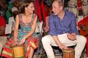 Kate and William play the drums during a visit to Trench Town Culture Yard Museum where Bob Marley used to live in Kingston, Jamaica  (Photo by Chris Jackson/Getty Images).