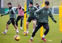 Hyeongyu Oh takes part in a Celtic training session at Lennoxtown