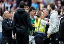 Hearts and Hibs players clash