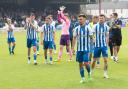 The Kilmarnock players at the end of their final game vs Dundee