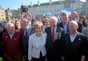 From left, Dennis Canavan, Alex Salmond, Nicola Sturgeon, Jim Sillars, Colin Fox and Patrick Harvie  campaign  in Edinburgh  before the independence referendum in 2014. Photo Gordon Terris/The Herald.