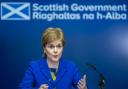 First Minister Nicola Sturgeon at a press conference in St Andrew's House, Edinburgh, today.