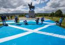 A giant saltire at Bannockburn.  Photograph by Colin Mearns/The Herald 25 June 2022.