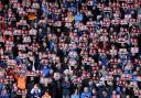Rangers fans protest against Sporting Director Ross Wilson and the Rangers board during the cinch Premiership match at Fir Park