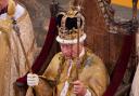 King Charles III after being crowned with St Edward's Crown by The Archbishop of Canterbury