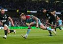Kyle Steyn heads over for Glasgow's try