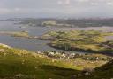 This elevated view over Tarbert, on the Isle of Harris in the Outer Hebrides