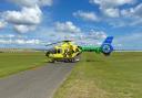An air ambulance landed on the Old Course.