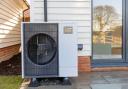 A heat pump installed outside a home