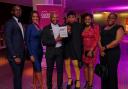 The Herald & GenAnalytics Diversity Awards 2022, Radisson Blu hotel, Glasgow. Diversity Hero of the year award winner Enoch Adeyemi, 3rd from left, founder of Black Professionals Scotland.