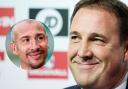 Malky Mackay during his time as interim Scotland manager, main picture, and his old Celtic team mate Henrik Larsson, inset