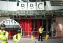 BBC Broadcasting house in London has been covered in red paint