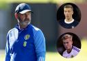 Scotland manager Steve Clarke, main picture, Lewis Ferguson, inset top, and Josh Doig, inset bottom
