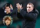 Celtic manager Brendan Rodgers, main picture, Oh Hyeon-gyu, inset top, and Kyogo Furuhashi, inset bottom