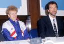 Rangers manager Graeme Souness, right, parades his new signing Oleg Kuznetsov at Ibrox in 1990
